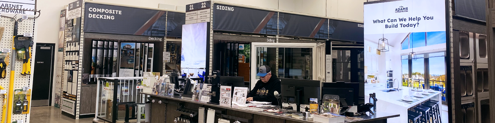 Adams Building Supply in-store pickup counter